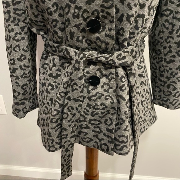 Sandro Leopard Print Belted Blazer Coat Medium - Picture 2 of 10